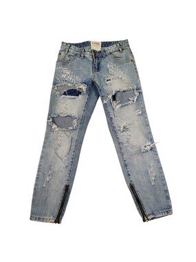 One teaspoon Trashed Free Birds Jeans 24 Denim Low Rise Skinny Distressed Edgy